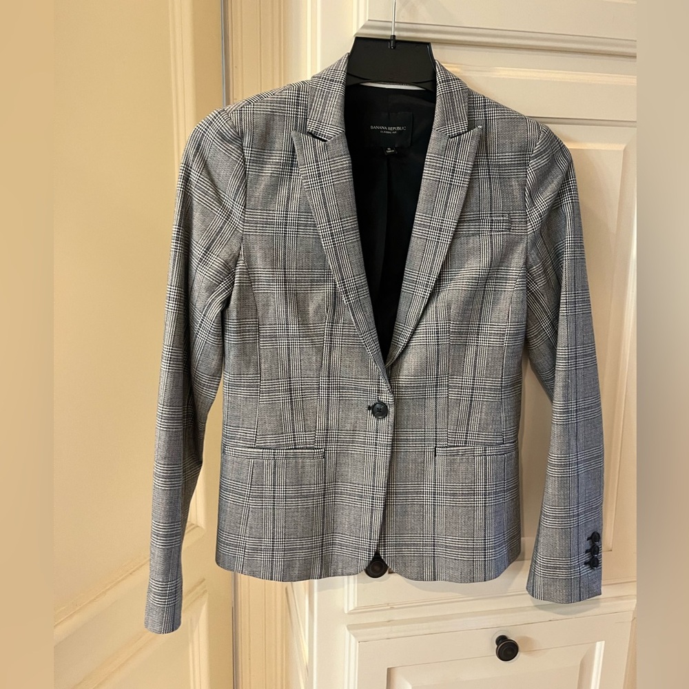 Banana Republic Gray Plaid Blazer Size 0